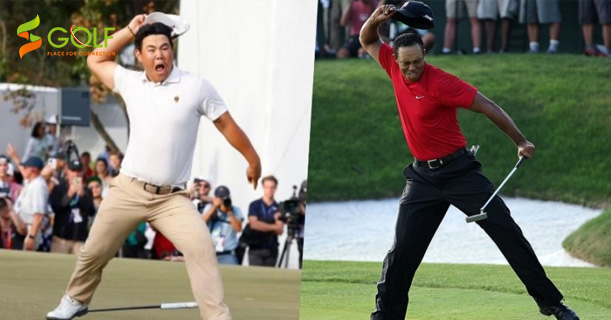 KIM JOO HYUNG TÁI HIỆN KHOẢNH KHẮC ĂN MỪNG CỦA TIGER WOODS